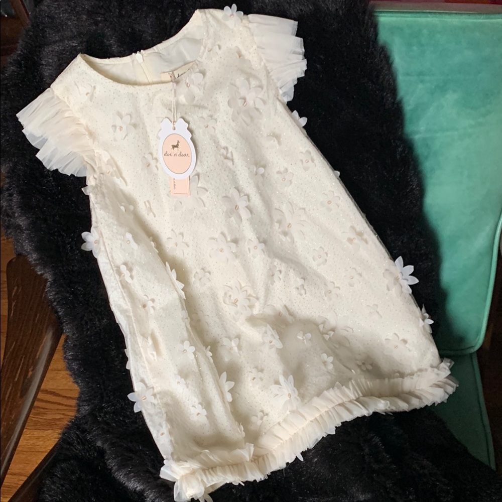 Doe a Dear Floral 3D floral Cream tulle dress